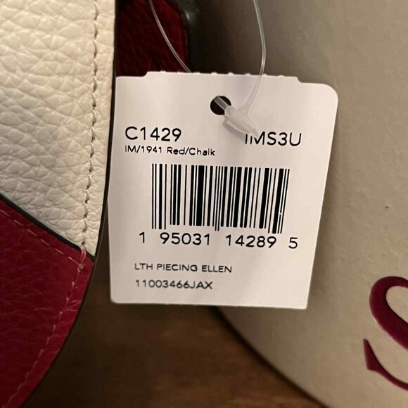 BRAND NEW WITH TAGS COACH CHALK/RED C1429 LEATHER PIECING ELLEN PURSE - Picture 8 of 12